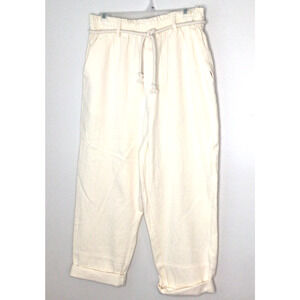 Gentle Fawn Ivory Cotton Paper Bag Cuffed Pants with Rope Belt Size L